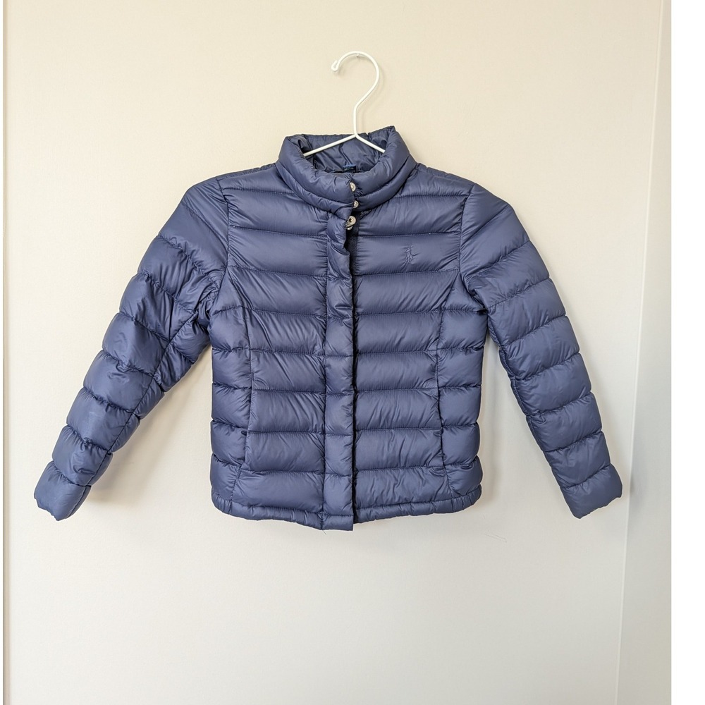 Polo Ralph Lauren Girls Navy Blue Down Puffer Jacket Size 6X‎ Quilted Coat